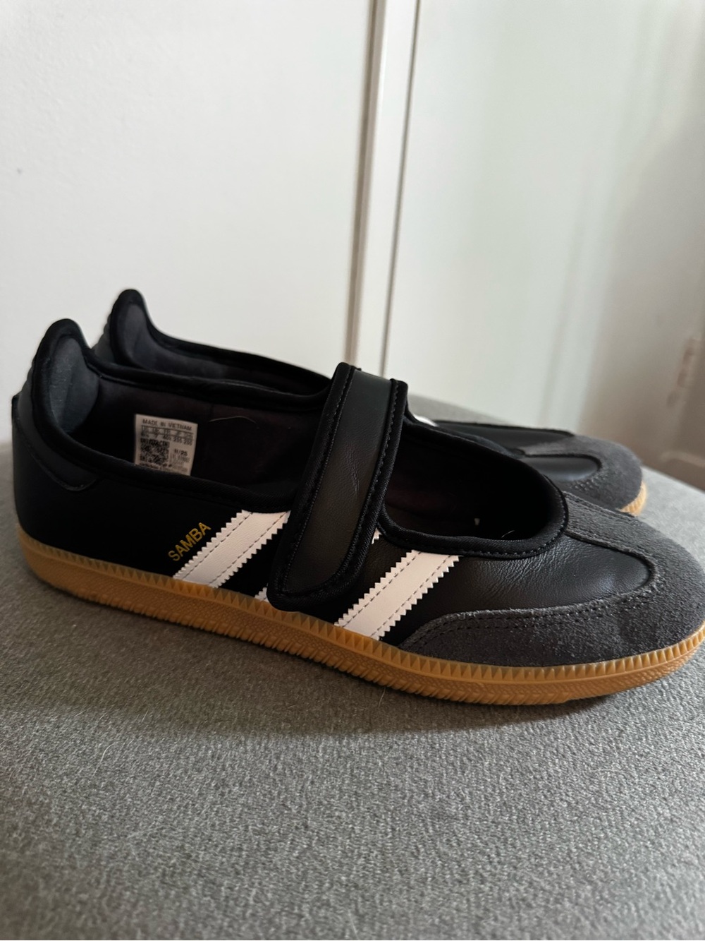 adidas Samba Mary Jane Sneakers - Black/White with Gum Sole - Picture 6 of 10